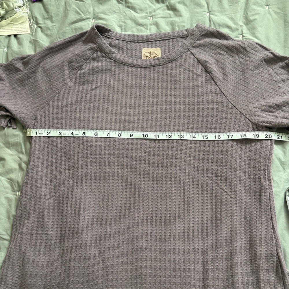 CHASER Wisteria Short Sleeve Waffle Knit Textured T Shjrt Purple Women’s Medium - Picture 8 of 9